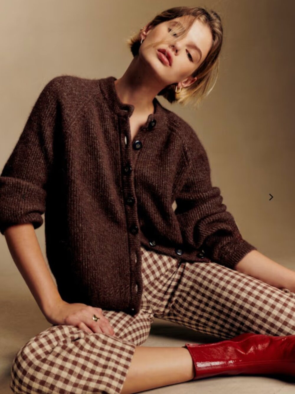 Sezane Othello Cardigan - Mocha - Size Small - Excellent Condition!